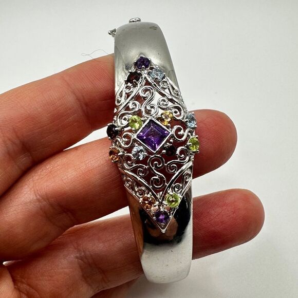 NWOT multi-gemstone designed bracelet in sterling silver! - Picture 10 of 14